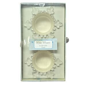 Noteworthy Snowflake Winter Whispers Tea Light Candle Holder 3" Home Decor Snow